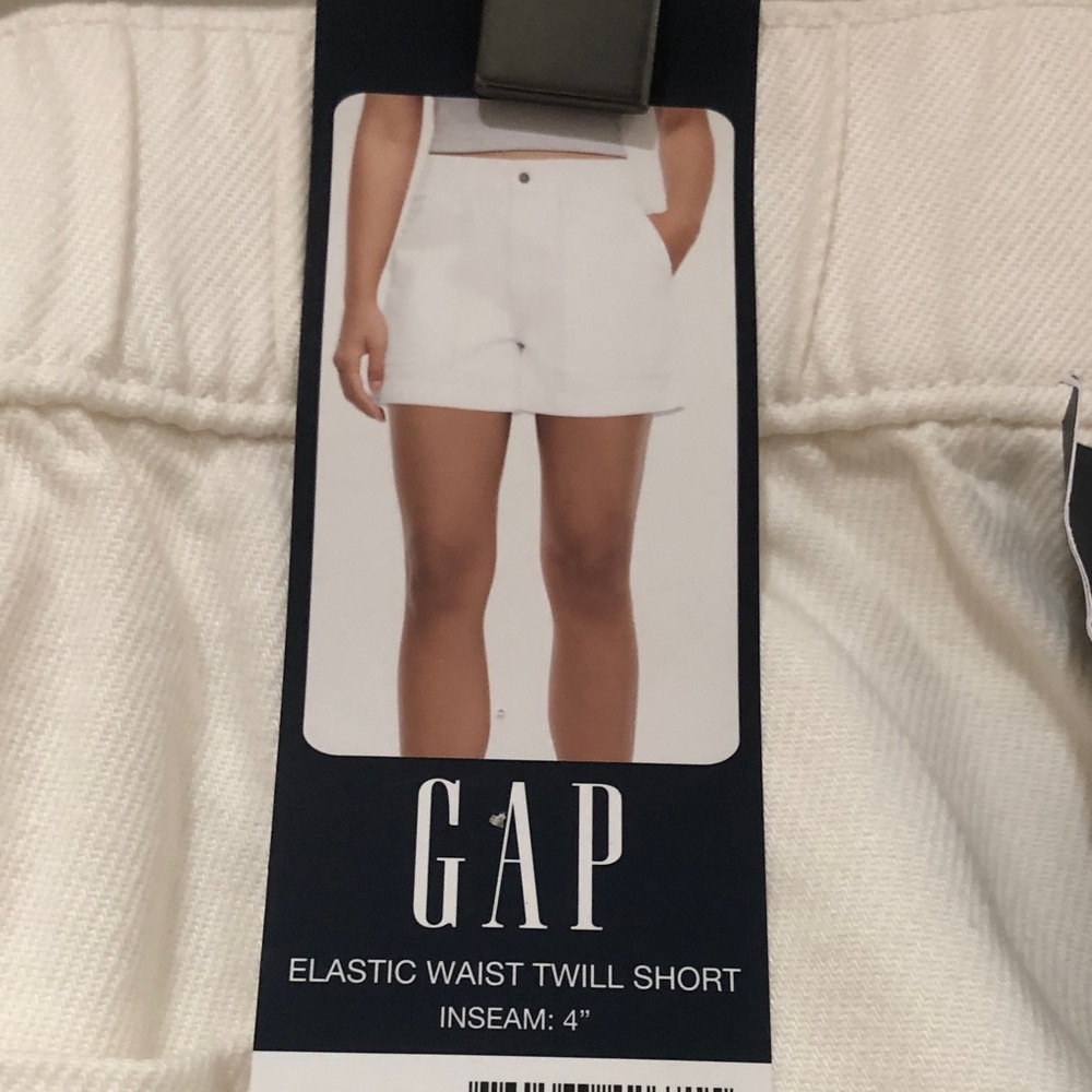 Women's White Elastic Waist Shorts - Picture 10 of 12